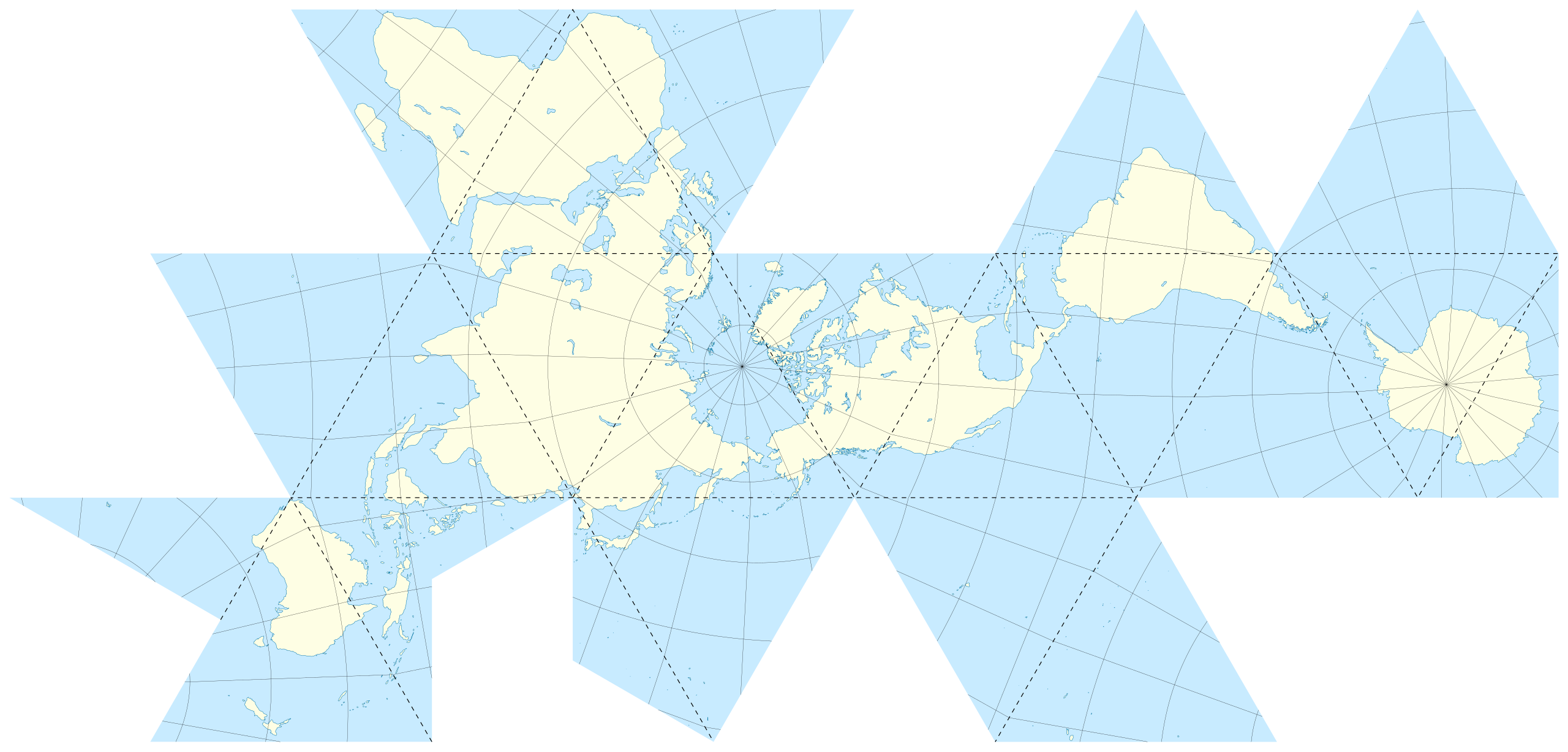 Fuller projection map of the world